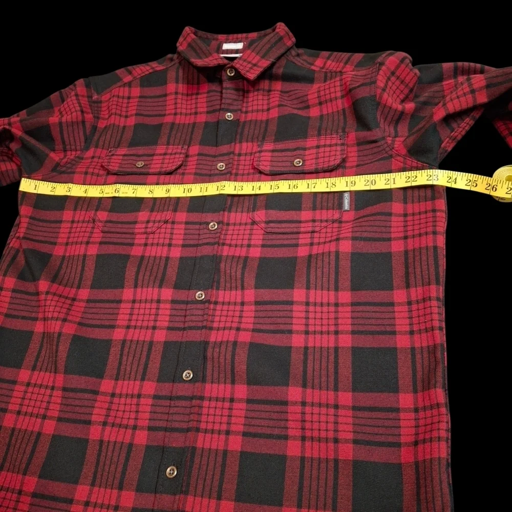 Columbia Sportswear Red Plaid Button-Up Long Sleeve Shirt Jacket  Men Size Large
